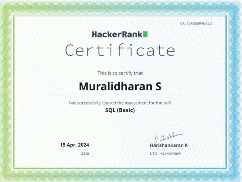 SQL Certificate